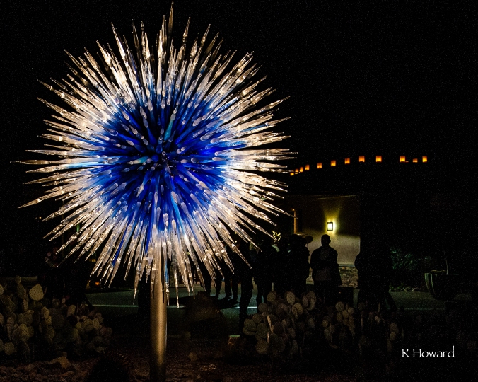 A starburst of blazing blue captures the guests' attention as they enter the park.